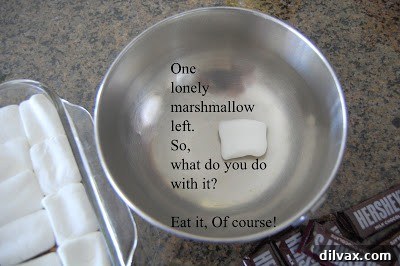 Marshmallows covering the treats before baking