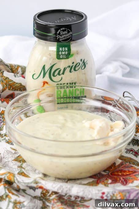 A bottle of Marie's Creamy Ranch Dressing.