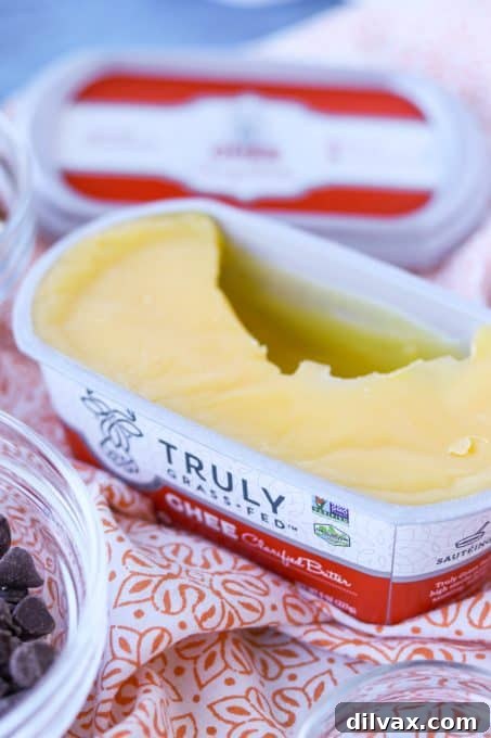 Silken Milk Toffee 4 A tub of Truly Grass Fed Ghee Clarified Butter, showcasing its premium quality.