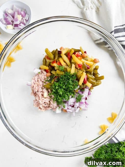 Savory Tuna & Four-Bean Pasta Medley 4 Ingredients for 4-Bean Tuna Pasta Salad.