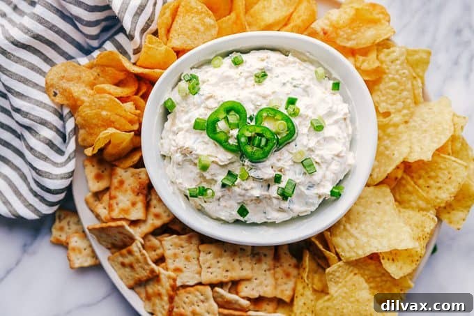 Bold Homemade Gorgonzola Dressing 6 A bowl of creamy Jalapeño Ranch Dip with fresh jalapeños and tortilla chips.