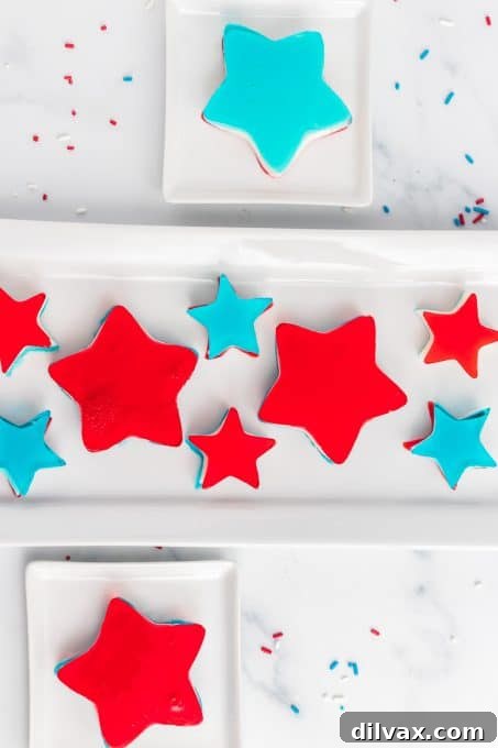Patriotic Jello Stars, a beautiful and fun dessert.