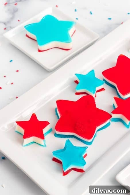 4th of July jello stars, a tray full of them.