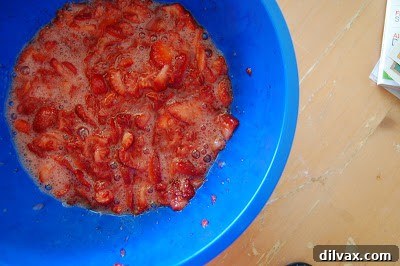 Mixing the delicate genoise batter for Dorie Greenspan's French Strawberry Cake.
