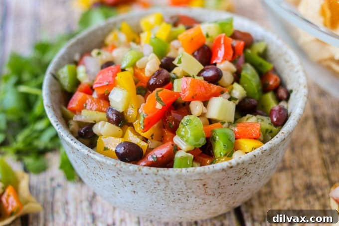 A beautifully presented bowl of Texas Caviar, showcasing its vibrant and appetizing colors.