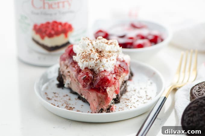 Indulgent No Bake Cherry Hot Chocolate Cheesecake
