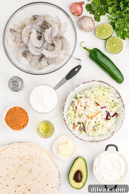 Ingredients for Taco Tuesday's shrimp dinner.