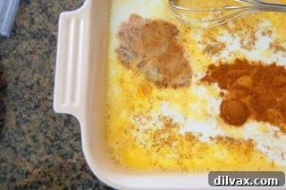 French toast batter in a shallow dish