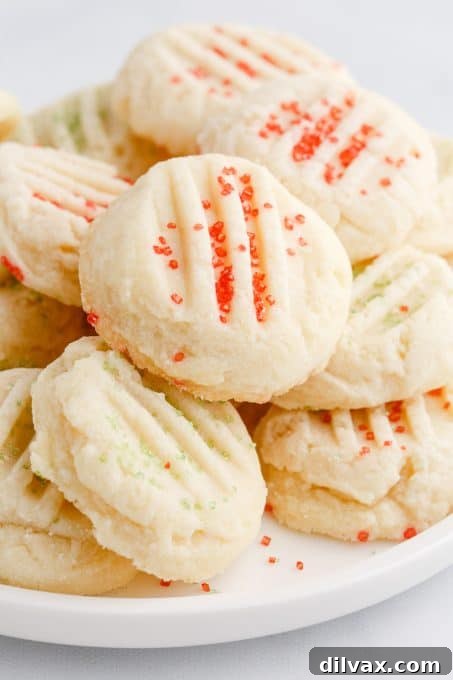 Whipped Shortbread Cookies, beautifully arranged.