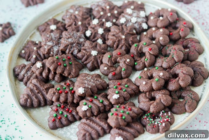 Easy Spritz cookies made of chocolate.