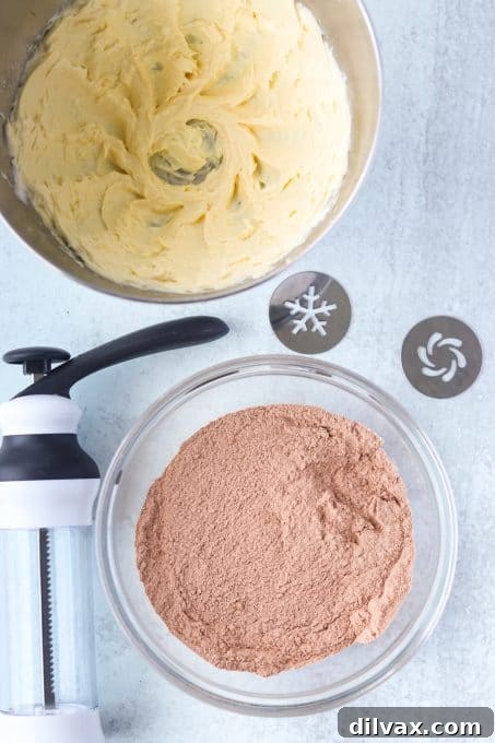 Process for making spritz cookies with cooca.