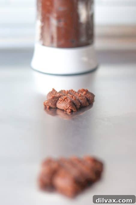 Chocolate Cookie Dough from a cookie press.