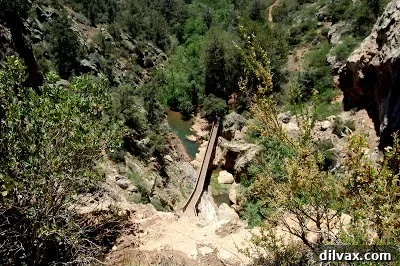 View looking down into the canyon at Tonto Natural Bridge State Park before starting the trail.