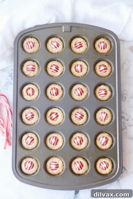 Mini Peppermint Cookie Cups 8 Cookie cups with peppermint kisses.