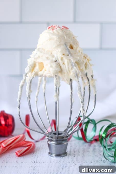 Peppermint Buttercream Frosting on a festive dessert