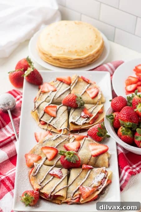 Decadent Strawberry Nutella Crepes 6 Strawberry Crepes with Nutella