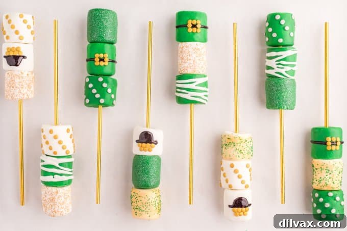 Lucky Shamrock Sweets 2 Whimsical candy dipped marshmallows for St. Patrick's Day