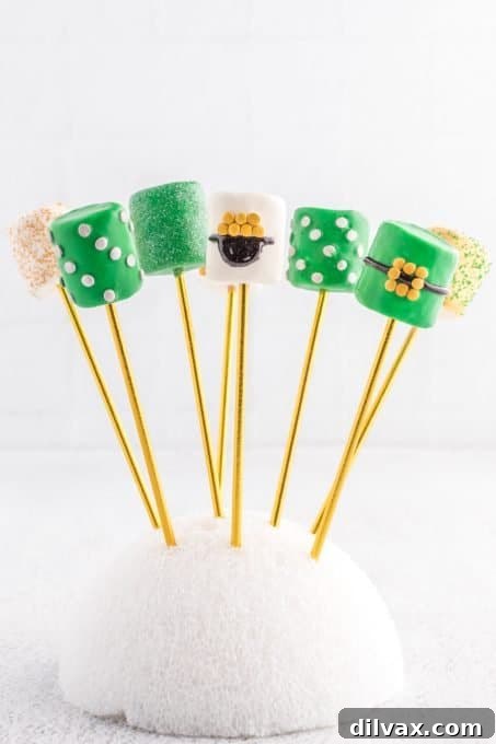 Lucky Shamrock Sweets 6 Finished candy dipped marshmallows for St. Patrick's Day with various sprinkles