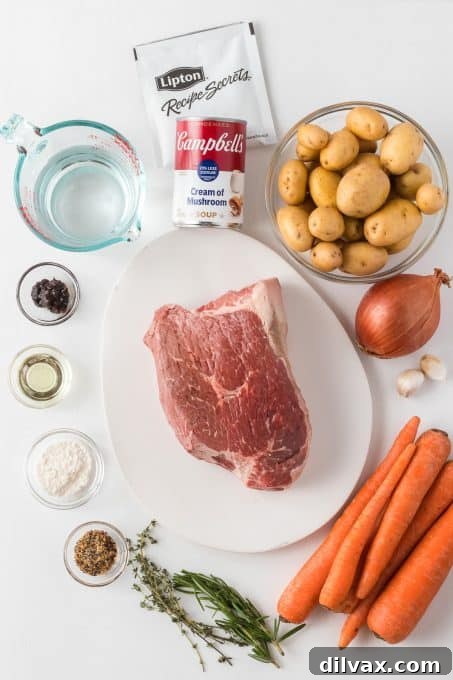 Ingredients for Crockpot Pot Roast.
