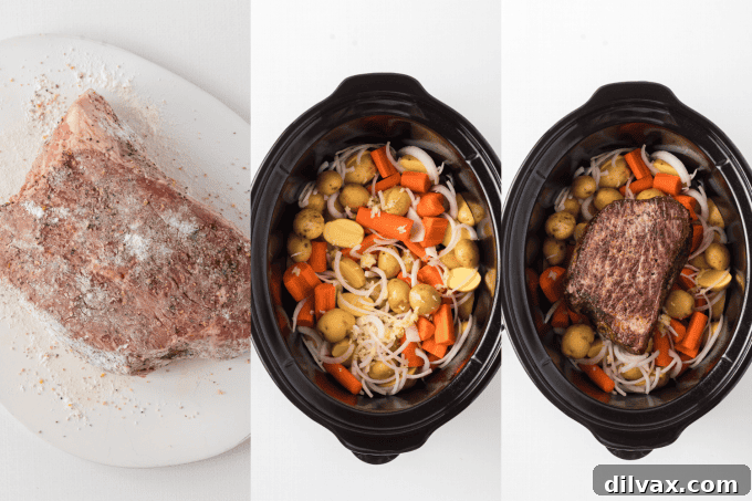 First set of Crockpot Pot Roast process photos.