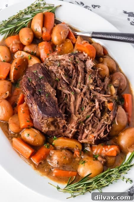 A pot roast made in the slow cooker.