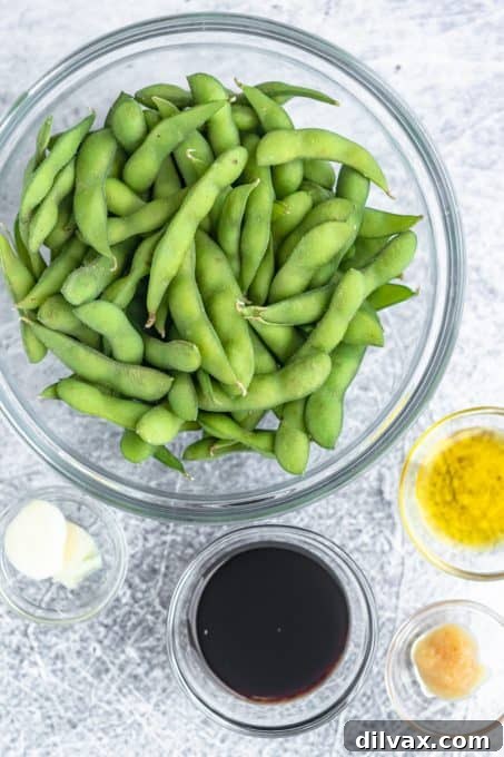 Savory Garlic Edamame 4 Ingredients to make an edamame appetizer