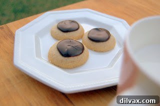 Chocolate Thumbprint Cookies with chocolate filling