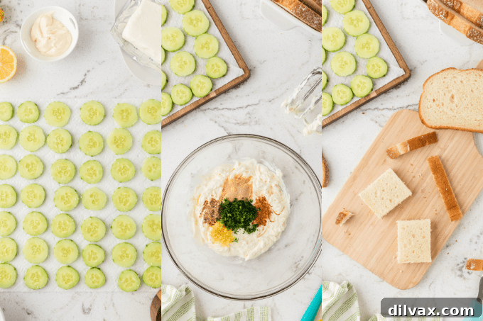 Elegant Cucumber Bites 5 Step-by-step process for making Cucumber Sandwiches