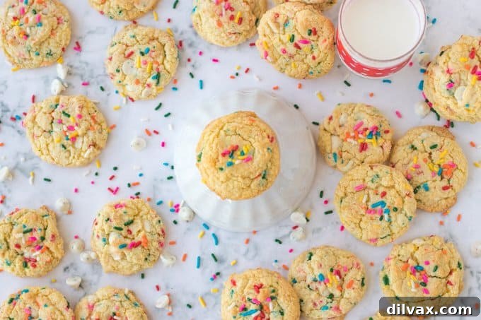 Vibrant Funfetti Cookies studded with colorful sprinkles, a perfect treat for any celebration.