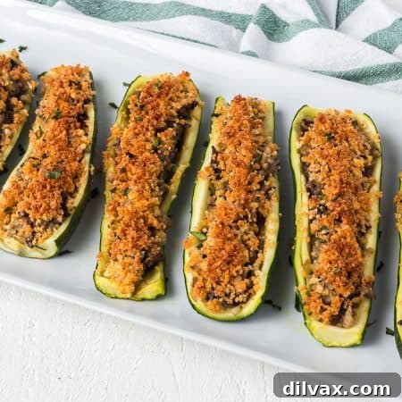Mushroom and Onion Stuffed Zucchini