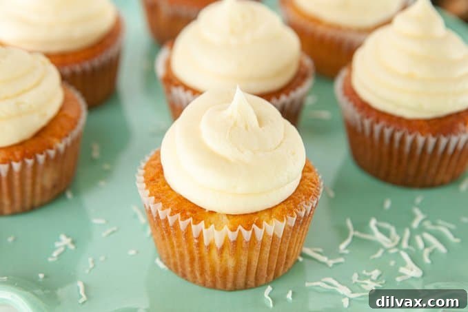 Cupcakes with pineapple and coconut.