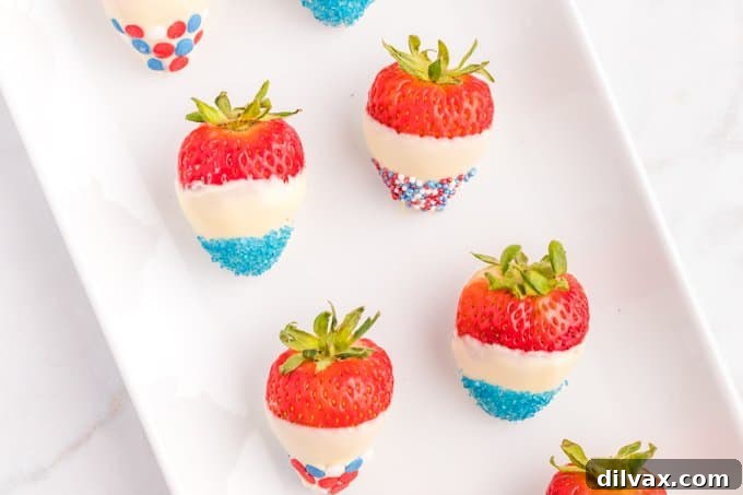Patriotic White Chocolate Dipped Strawberries