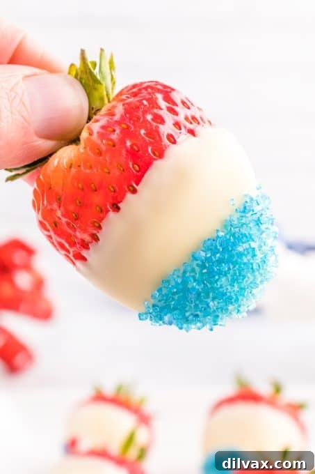 Close-up of 4th of July Strawberries on a plate
