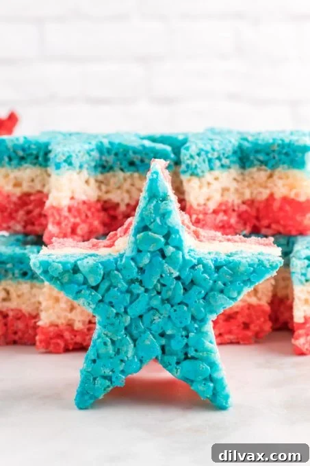 A single red, white, and blue Rice Krispies star, showcasing the layered design.