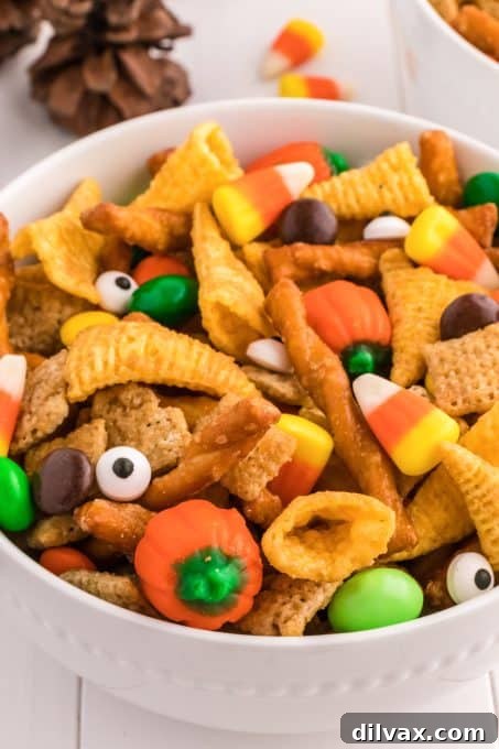 Candy Corn, Pretzels and other ingredients for a party snack.