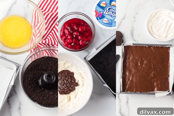 Enchanted Forest Cherry Bars 5 Process shots for Black Forest Dream Bars