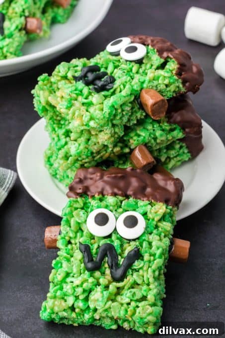 Green Rice Krispie Treats for Halloween