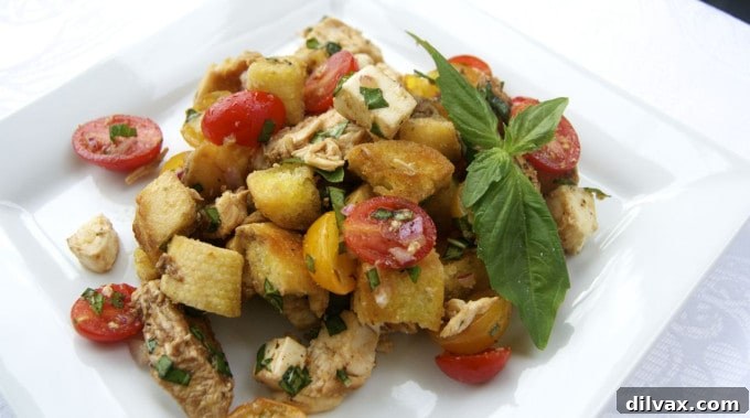 Chicken Panzanella - chicken, tomatoes, bread and a balsamic dressing make this great summer meal!