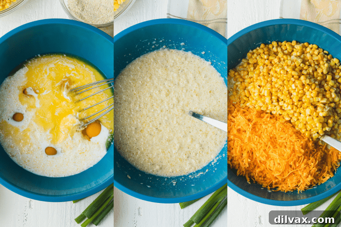 Creamy Corn Delight 7 Process photos for making corn casserole.