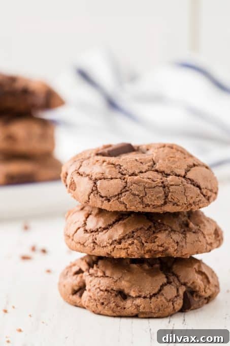 Decadent Brownie Cookies 8 Chocolate brownie cookies presented neatly on a platter, ready to be served.