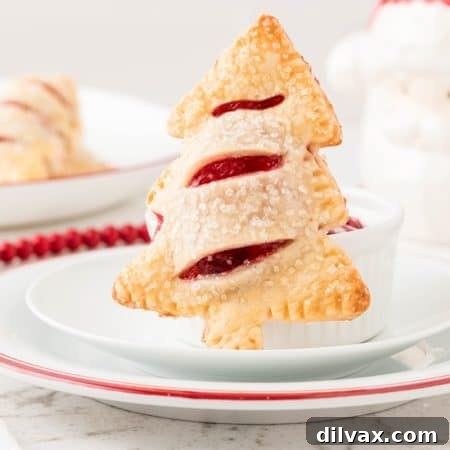 A plate of freshly baked Christmas Cherry Hand Pies, garnished for the holidays.