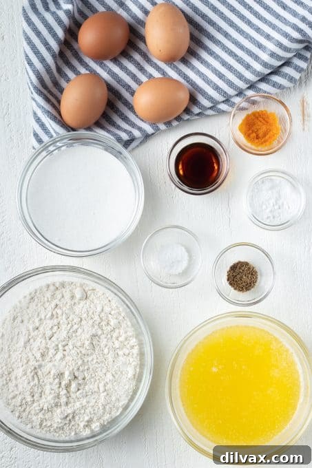 Essential ingredients for an authentic Pizzelle recipe laid out