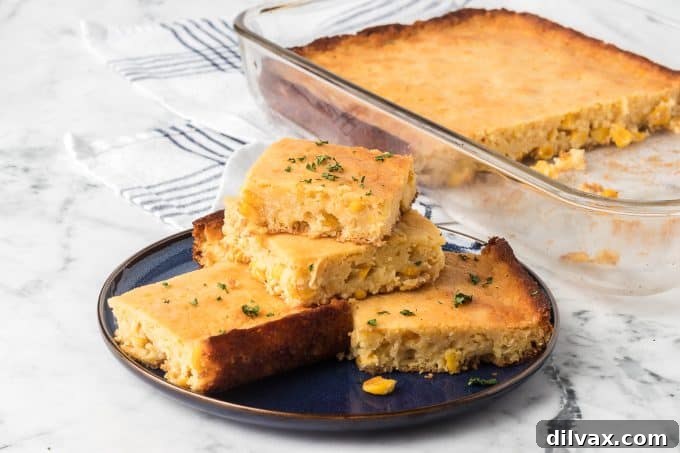 Golden-brown Corn Spoon Bread, fresh out of the oven