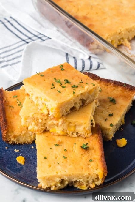 Individual slices of a special Southern corn bread with a rich texture.