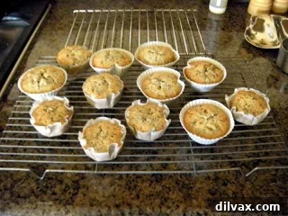 Cooled cupcakes on a wire rack