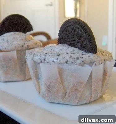 Finished Oreo Cupcakes with frosting and garnish