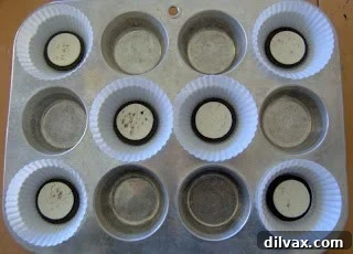 Oreo halves in cupcake liners