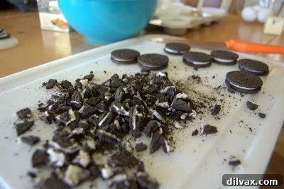 Chopped Oreos with flour