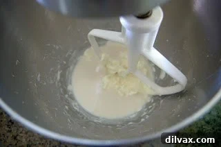 Wet ingredients in mixer