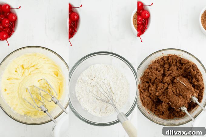 Cherry Kissed Chocolate Cookies 5 Process photo showing chocolate cookie dough balls with cherry centers before baking.